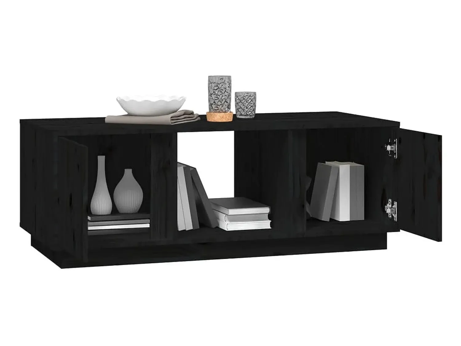 Best Mesa de centro 110x50x40 cm madeira de pinho maciça PT226808 Preto
