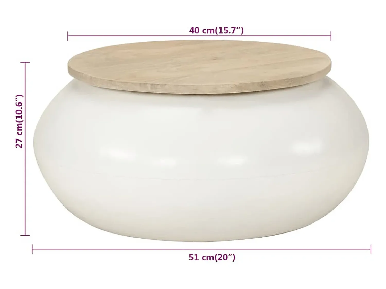 Mesa de centro 51x51x27 cm madeira de mangueira maciça PT526272^ Mesa De Centro