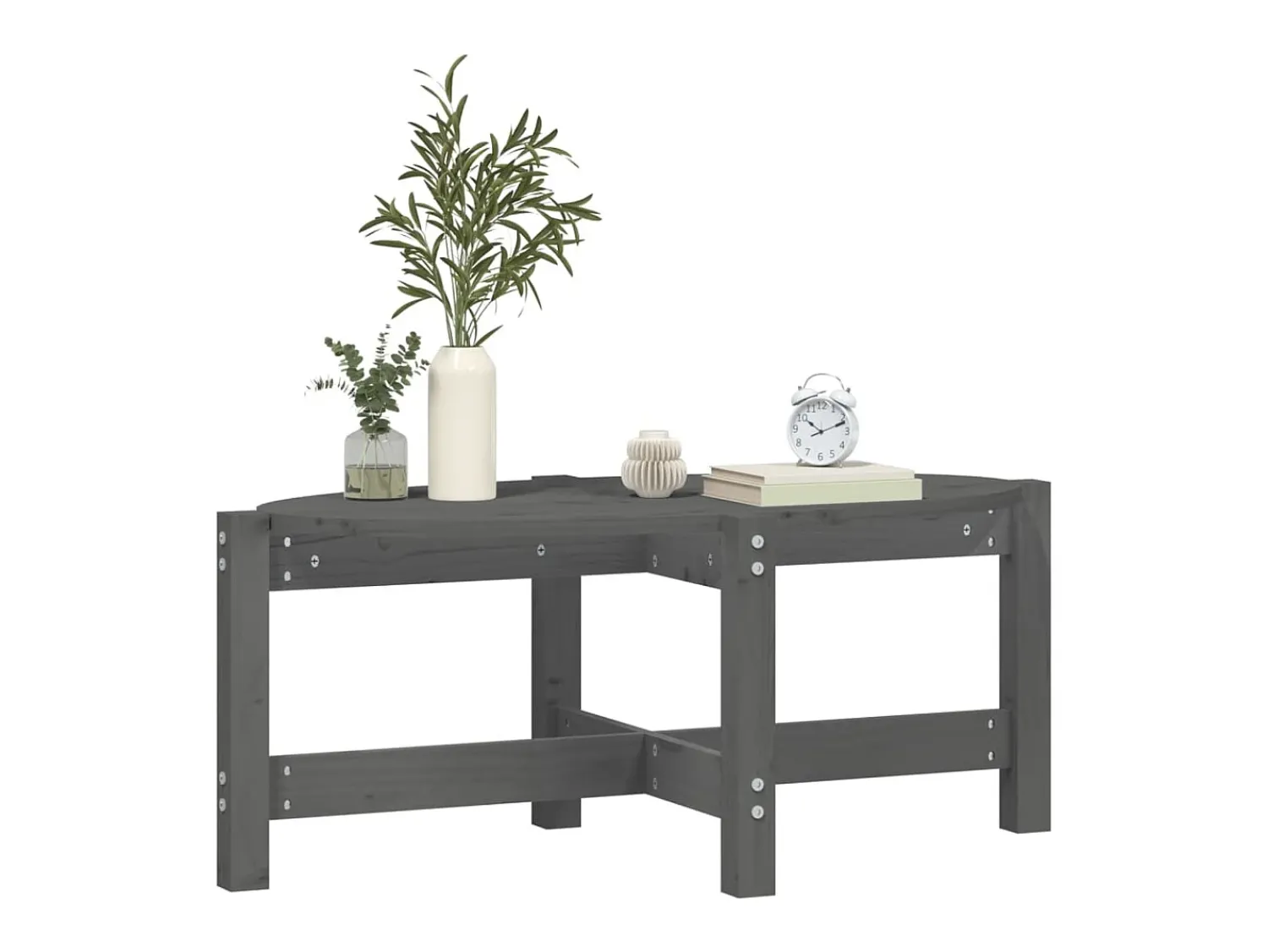 Mesa de centro 87x48x35 cm madeira de pinho maciça cinza PT392574^ Mesa De Centro