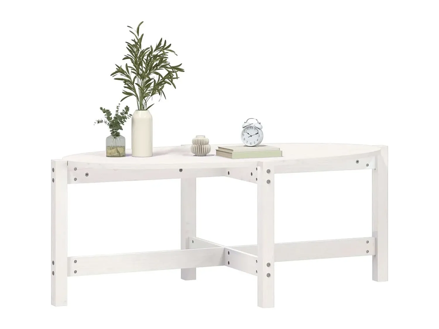 Mesa De Centro* Mesa de centro 118x63x45 cm madeira de pinho maciça PT276413 Branco