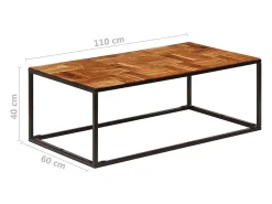vidaxl Mesa de centro 110x60x40 cm madeira acácia maciça e aço^ Mesa De Centro