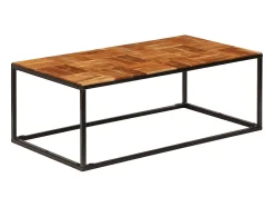 vidaxl Mesa de centro 110x60x40 cm madeira acácia maciça e aço^ Mesa De Centro