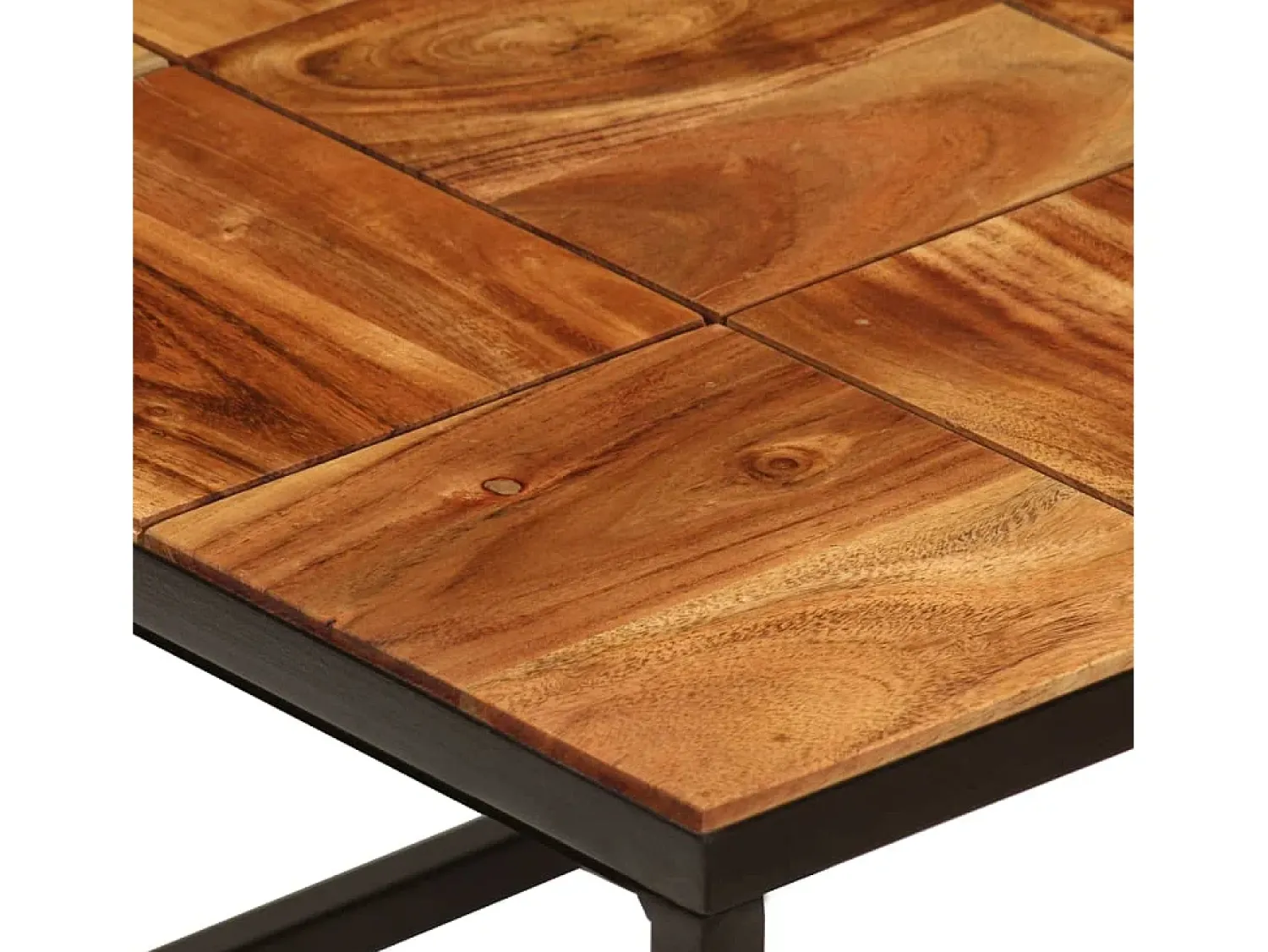 vidaxl Mesa de centro 110x60x40 cm madeira acácia maciça e aço^ Mesa De Centro