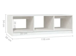vidaxl Mesa de centro 110x50x34 cm madeira de pinho maciça^ Mesa De Centro