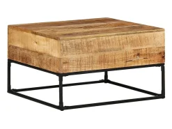 Mesa De Centro*vidaxl Mesa de centro 68x68x41 cm madeira de mangueira áspera Natural claro