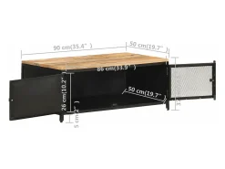 Mesa De Centro*vidaxl Mesa de centro 90x50x37 cm madeira de mangueira áspera maciça Preto