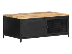 Mesa De Centro*vidaxl Mesa de centro 90x50x37 cm madeira de mangueira áspera maciça Preto