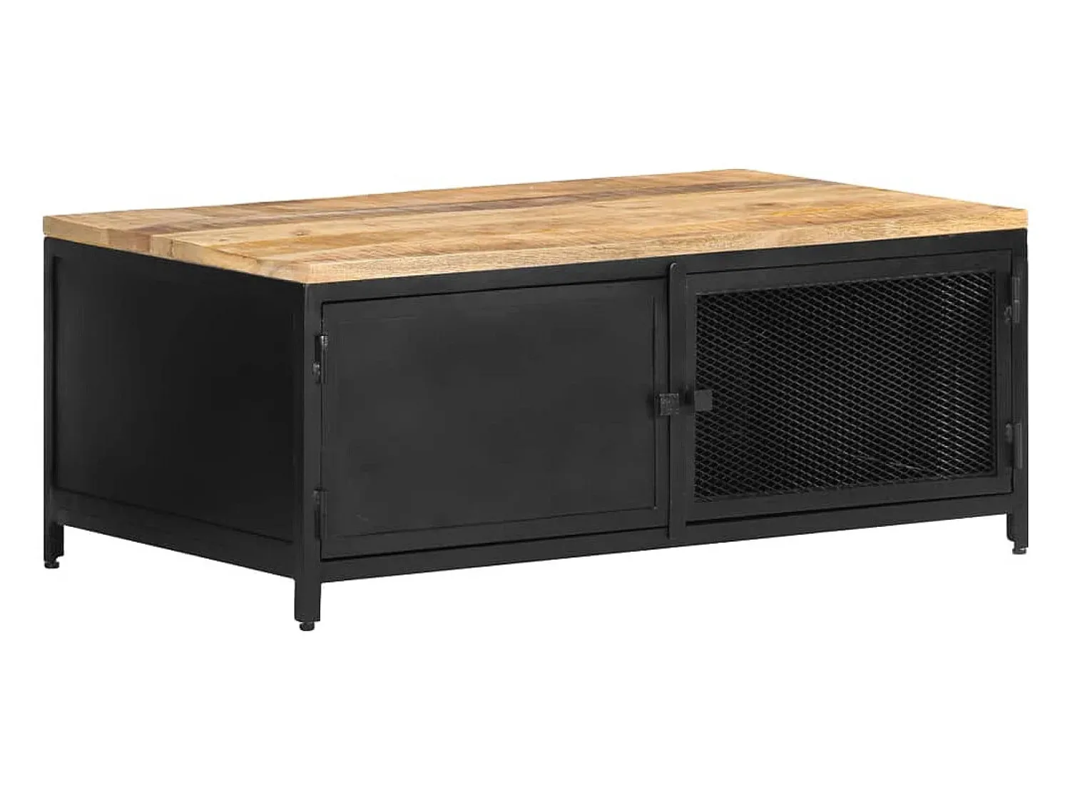 Mesa De Centro*vidaxl Mesa de centro 90x50x37 cm madeira de mangueira áspera maciça Preto
