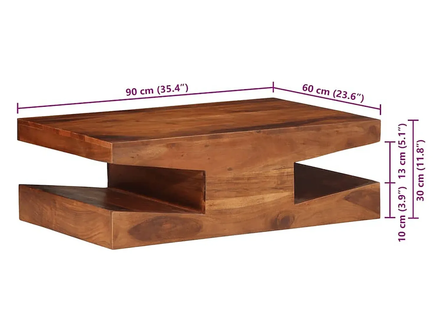 New vidaxl Mesa de centro 90x60x30 cm madeira de acácia maciça Natural claro