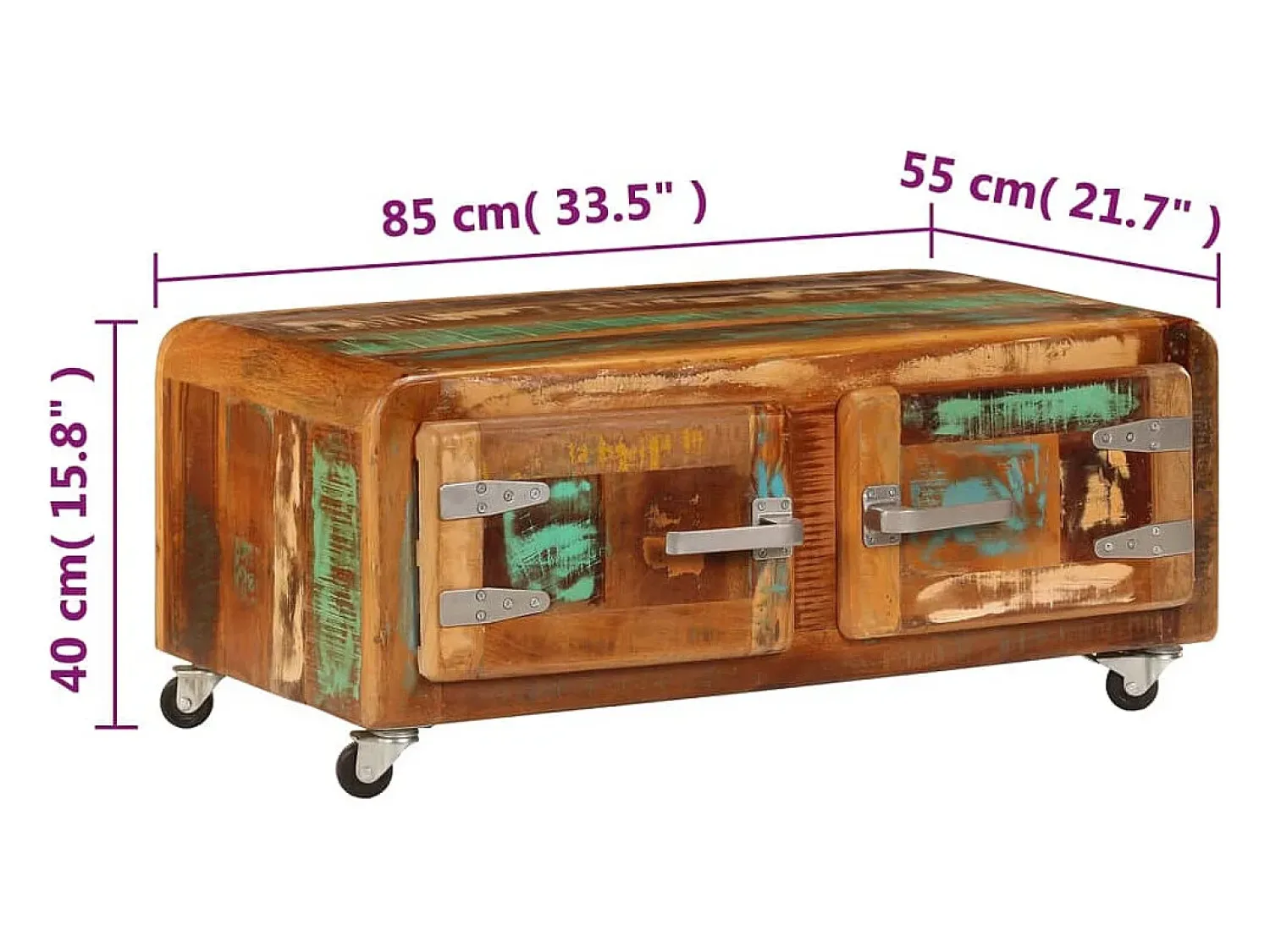 Mesa De Centro*vidaxl Mesa de centro 85x55x40 cm madeira recuperada maciça Multicor