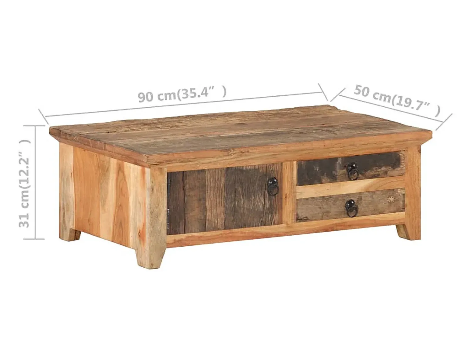 vidaxl Mesa de centro 90x50x31 cm madeira recuperada maciça^ Mesa De Centro