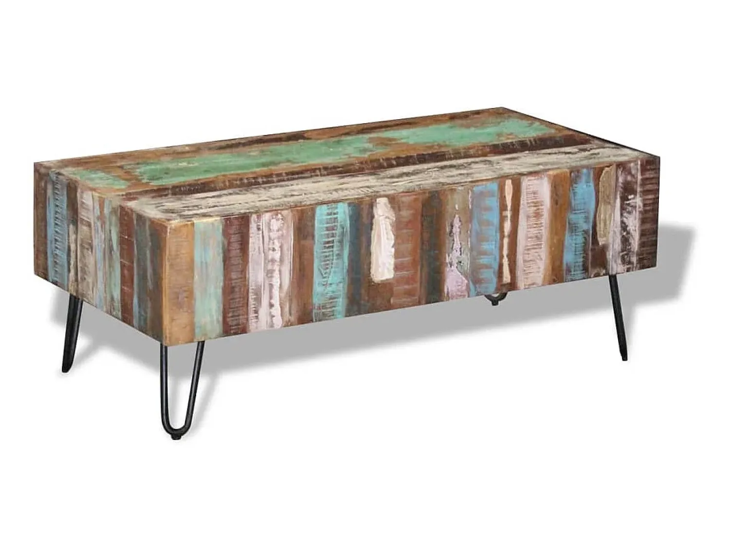 Mesa De Centro| Mesa de centro 100x50x38 cm madeira reciclada maciça PT244035 Multicor