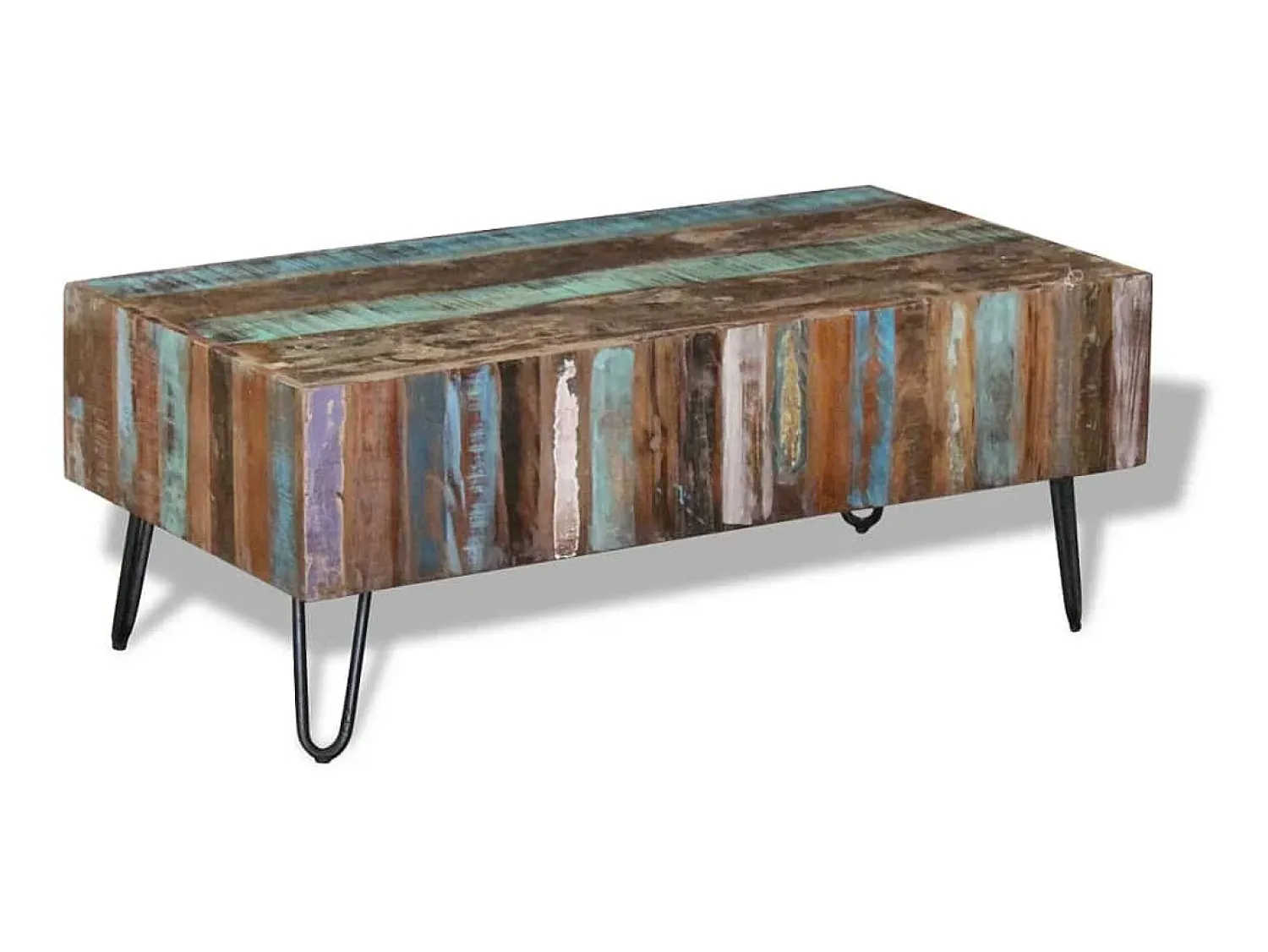 Mesa De Centro| Mesa de centro 100x50x38 cm madeira reciclada maciça PT244035 Multicor