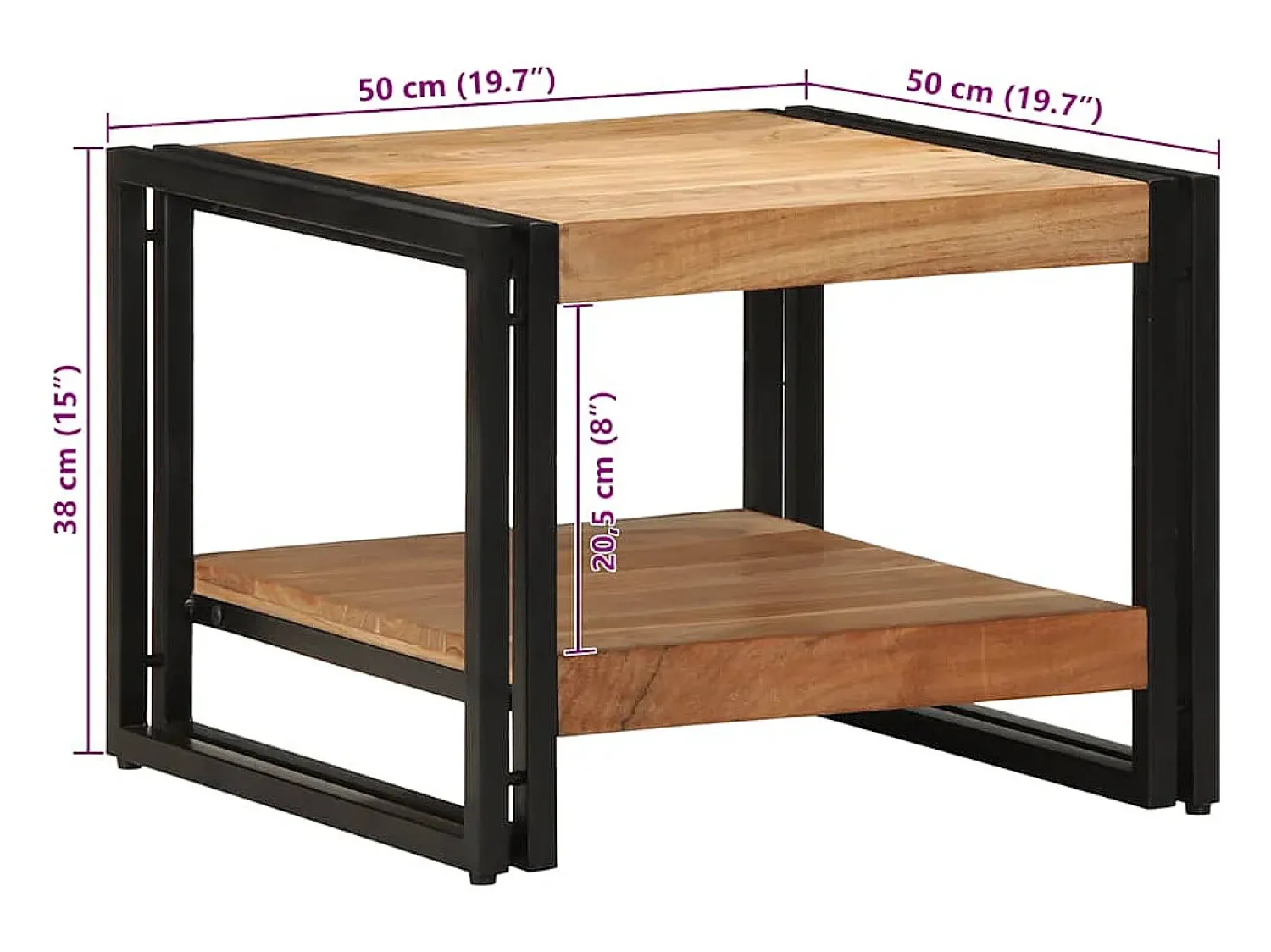 Mesa De Centro|vidaxl Mesa de centro 50x50x38 cm madeira de acácia maciça Natural claro