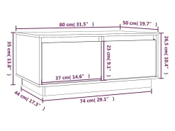 Mesa De Centro|vidaxl Mesa de centro 80x50x35 cm madeira de pinho maciça Branco