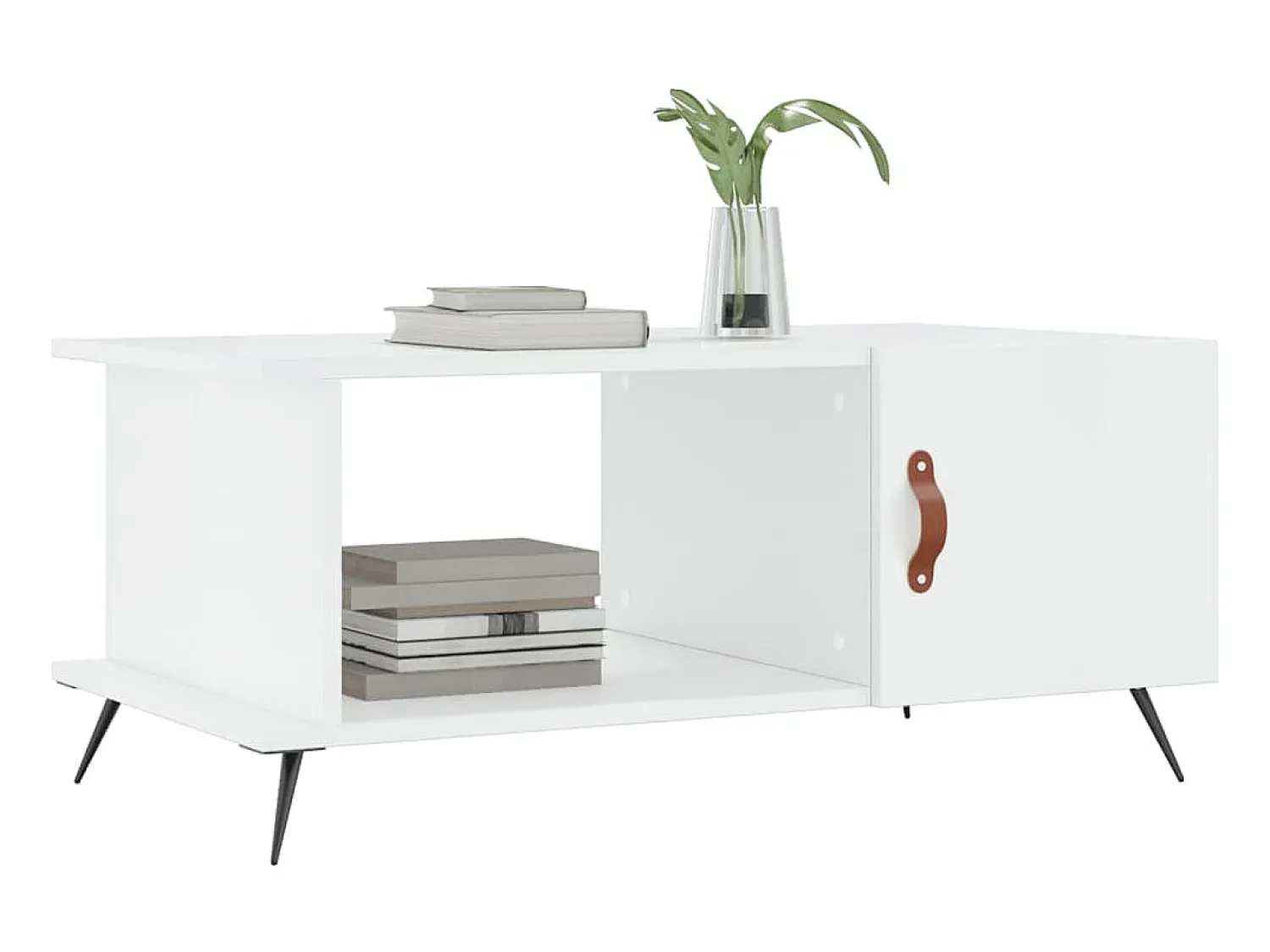 Best Mesa de centro 90x50x40 cm madeira processada brilhante PT748541 Branco