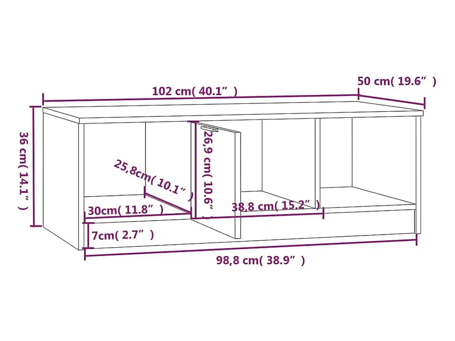 Mesa De Centro*vidaxl Mesa de centro 102x50x36 cm madeira processada branco/sonoma Bege