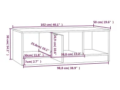 Mesa De Centro*vidaxl Mesa de centro 102x50x36 cm madeira processada branco/sonoma Bege