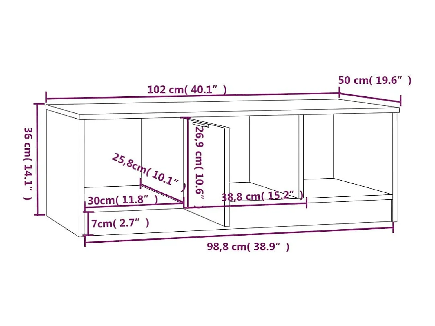 Mesa De Centro*vidaxl Mesa de centro 102x50x36 cm madeira processada branco/sonoma Bege