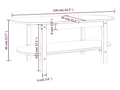Mesa De Centro|vidaxl Mesa de centro 110x55x45 cm madeira de pinho maciça Cinzento