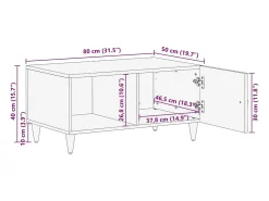 Clearance vidaxl Mesa de centro 80x50x40 cm madeira de mangueira maciça Preto