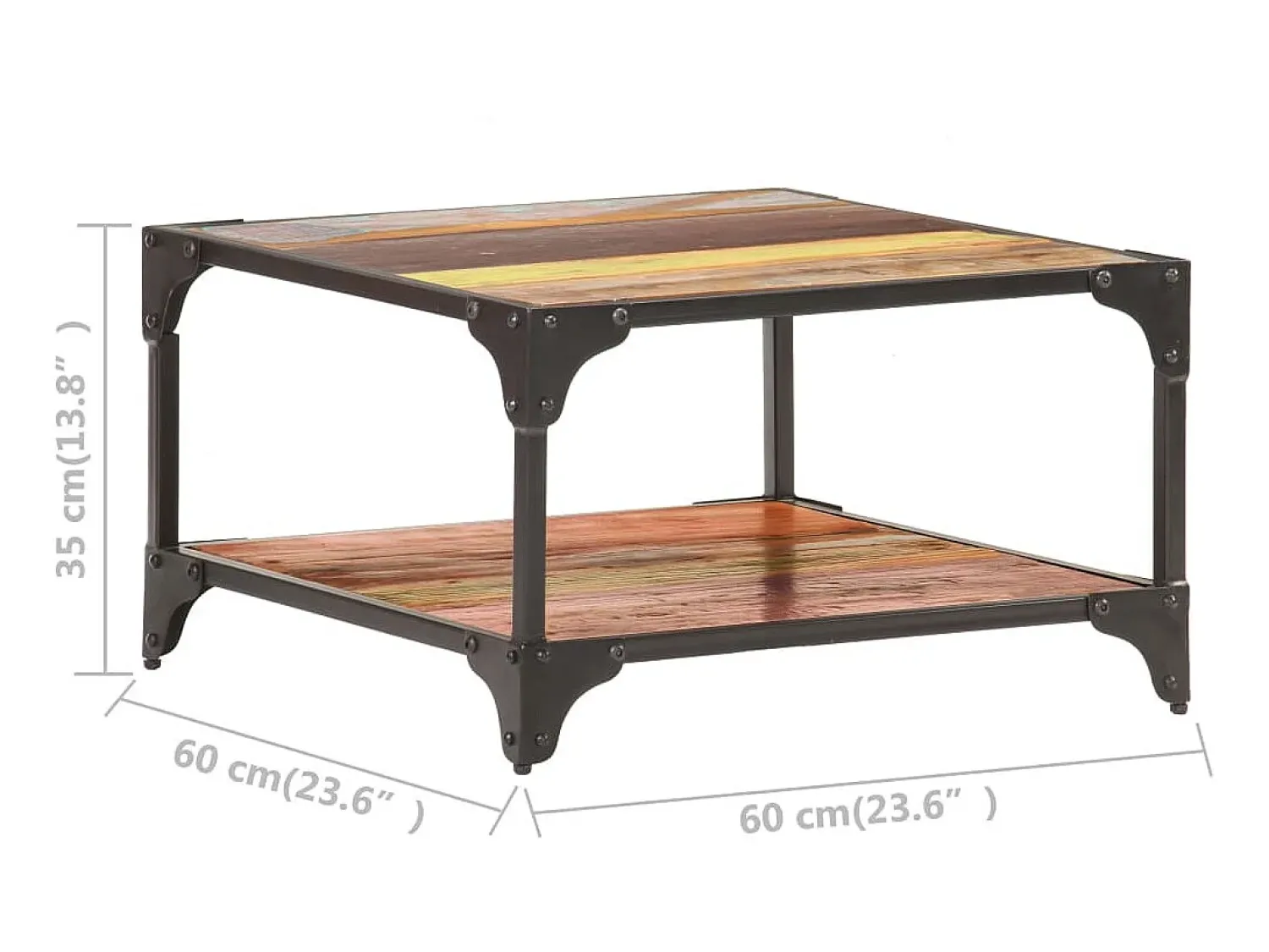 Mesa De Centro* Mesa de centro 60x60x35 cm madeira recuperada maciça PT642509 Multicor