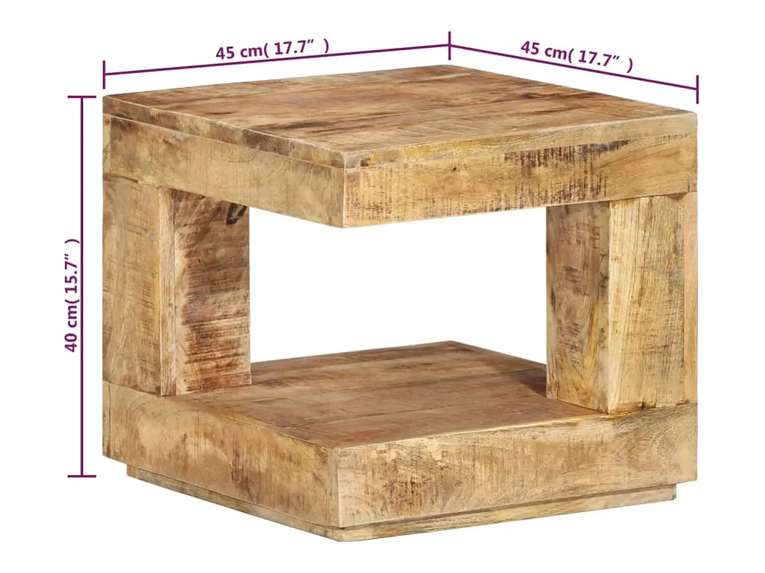 vidaxl Mesa de centro 45x45x40 cm madeira de mangueira maciça^ Mesa De Centro