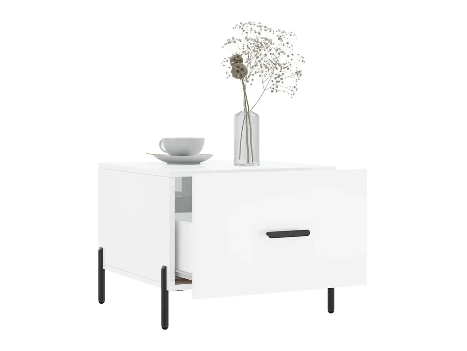 Mesa De Centro| Mesa de centro 50x50x40 cm madeira processada brilhante PT699819 Branco