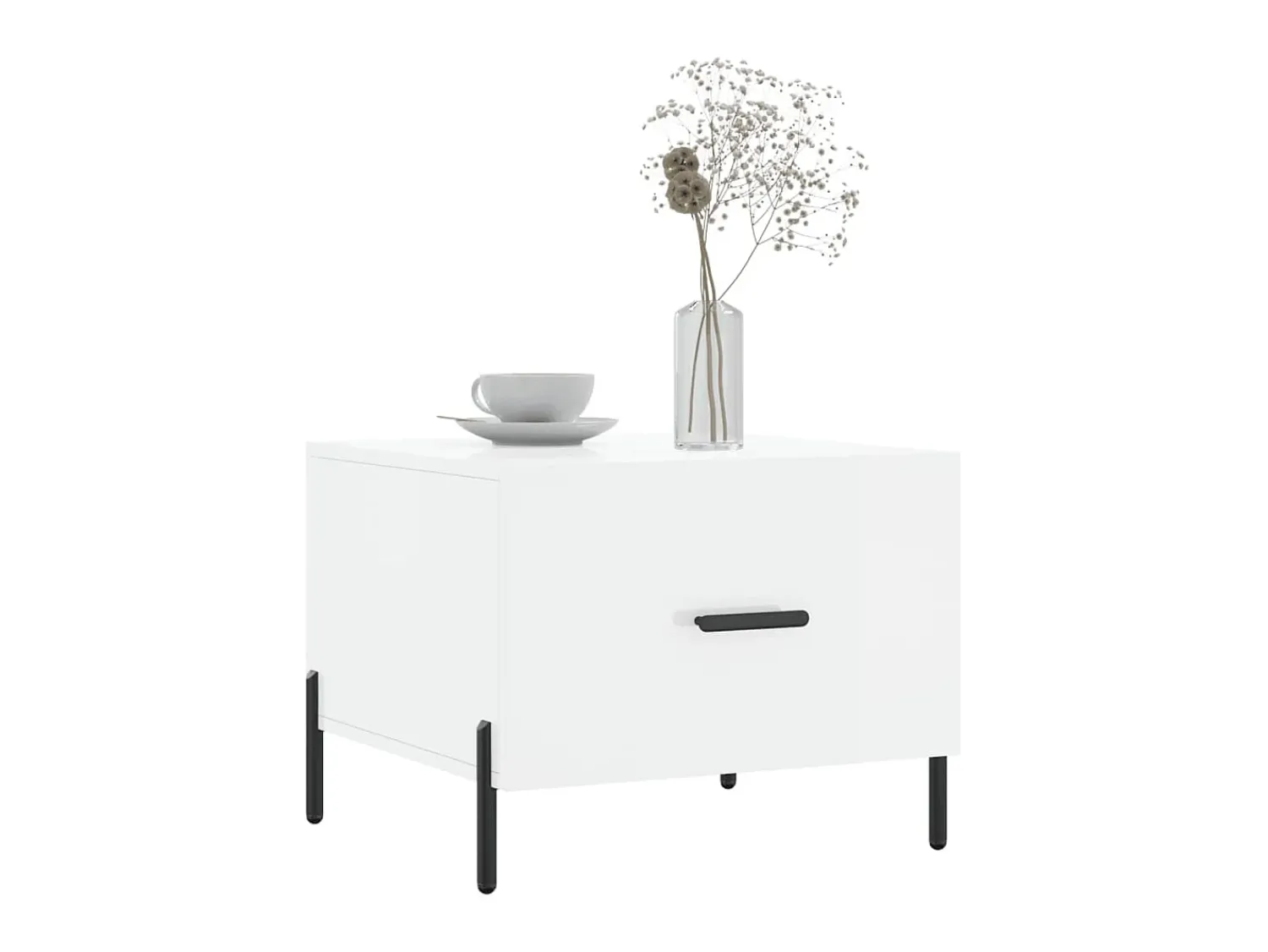 Mesa De Centro| Mesa de centro 50x50x40 cm madeira processada brilhante PT699819 Branco