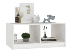 Outlet Mesa de centro 75x50x33,5 cm madeira de pinho maciça PT993327 Branco