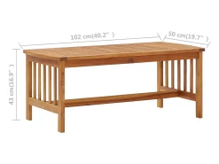 vidaxl Mesa de centro 102x50x43 cm madeira de acácia maciça^ Mesa De Centro