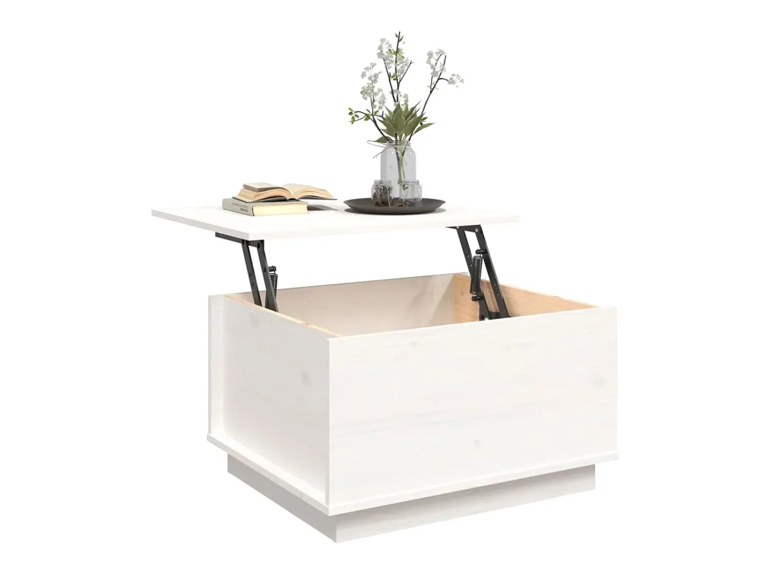 Mesa De Centro| Mesa de centro 60x50x35 cm madeira de pinho maciça PT330983 Branco