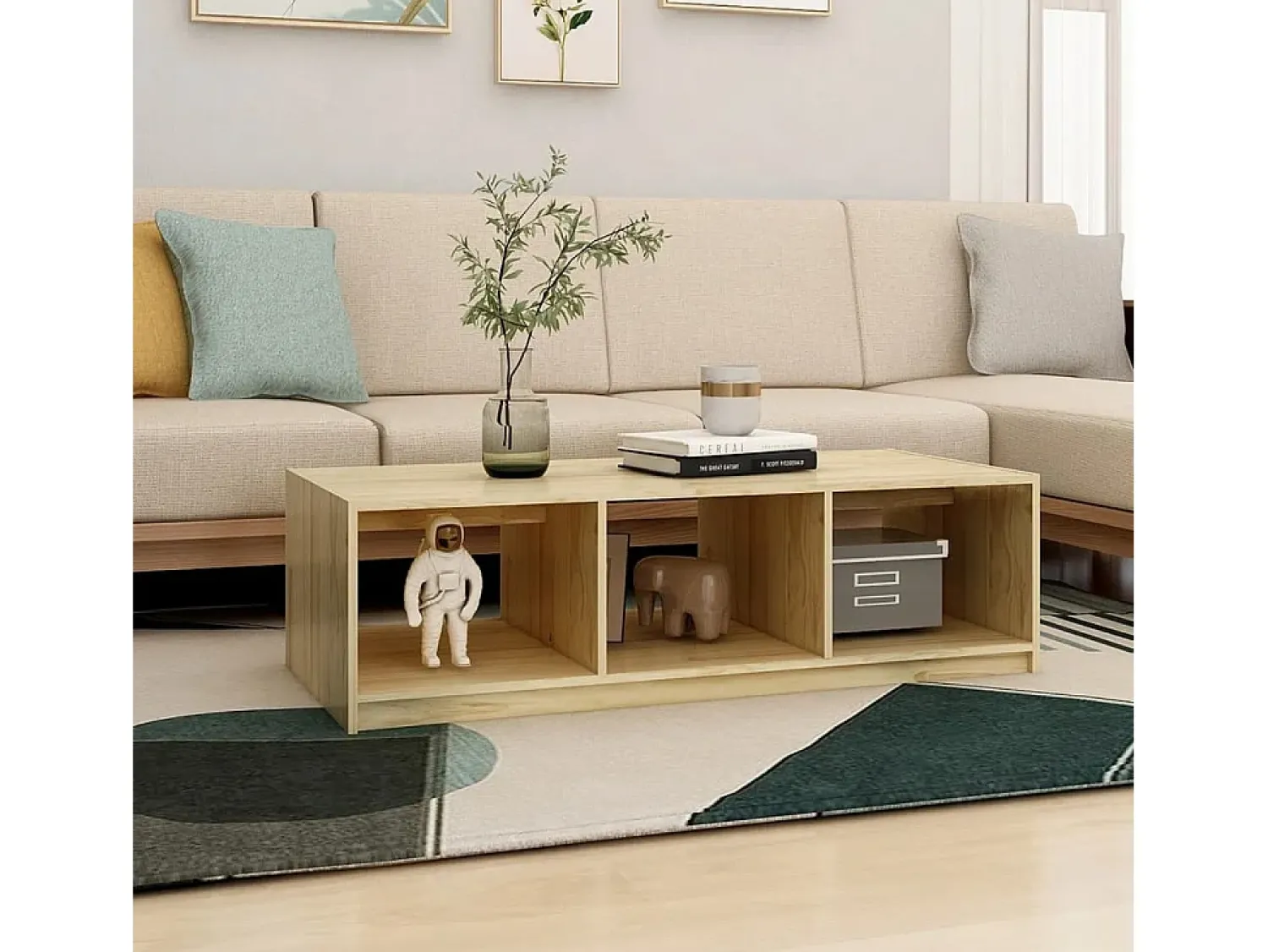 Mesa de centro 110x50x34 cm madeira de pinho maciça PT655855^ Mesa De Centro