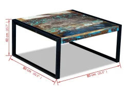 Mesa De Centro*vidaxl Mesa de centro 80x80x40 cm madeira reciclada maciça Multicor