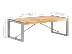 Mesa De Centro|vidaxl Mesa de centro 120x60x40 cm madeira de mangueira áspera Natural claro