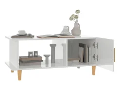 Mesa De Centro| Mesa de centro 90x50x40 cm madeira processada brilhante PT177410 Branco
