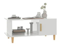 Mesa De Centro| Mesa de centro 90x50x40 cm madeira processada brilhante PT177410 Branco