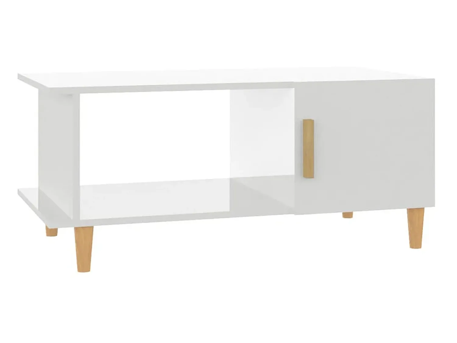 Mesa De Centro| Mesa de centro 90x50x40 cm madeira processada brilhante PT177410 Branco