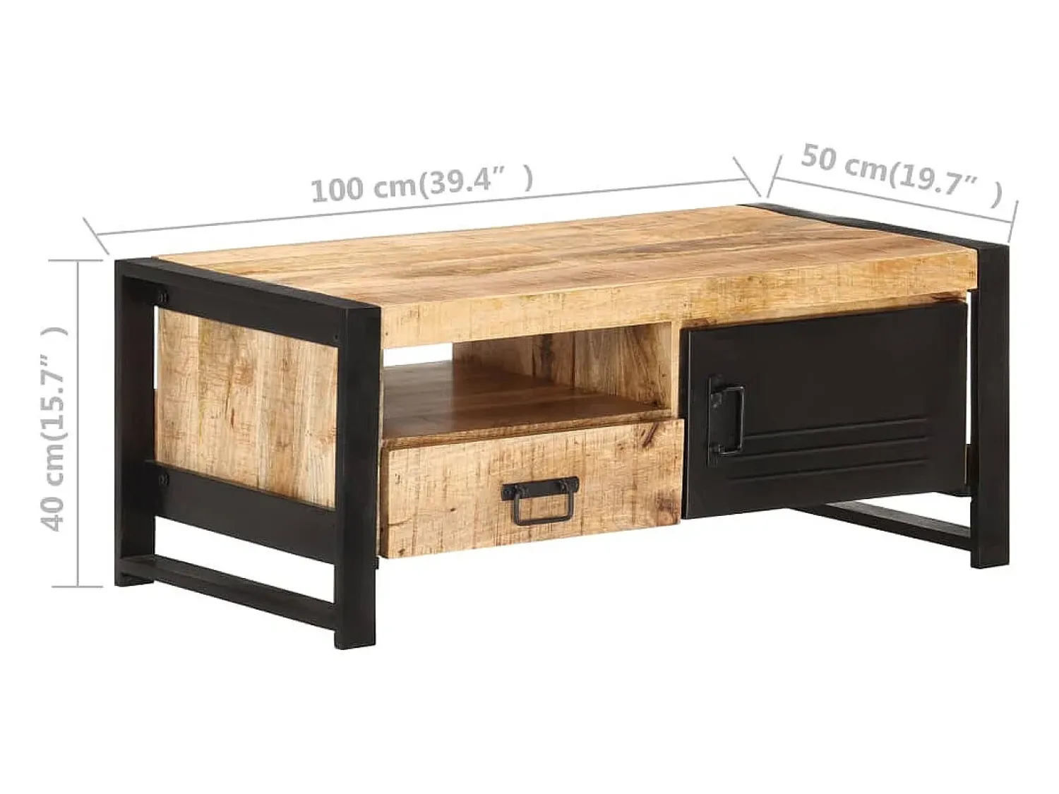 Mesa De Centro*vidaxl Mesa de centro 100x50x40 cm madeira de mangueira áspera Castanho