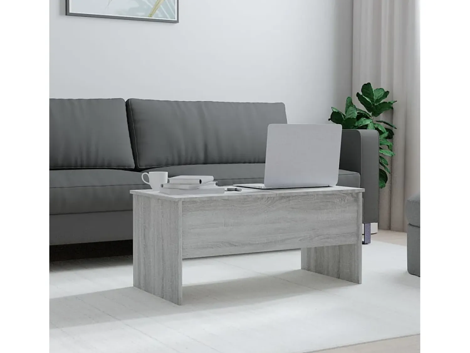 Mesa De Centro| Mesa de centro 102x50,5x46,5 cm madeira processada sonoma cinza PT976887 Cinzento