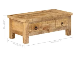 vidaxl Mesa de centro 90x45x35 cm madeira de mangueira maciça^ Mesa De Centro