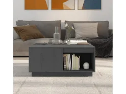 Mesa De Centro| Mesa de centro 80x81x36,5 cm madeira de pinho maciça PT976186 Cinzento