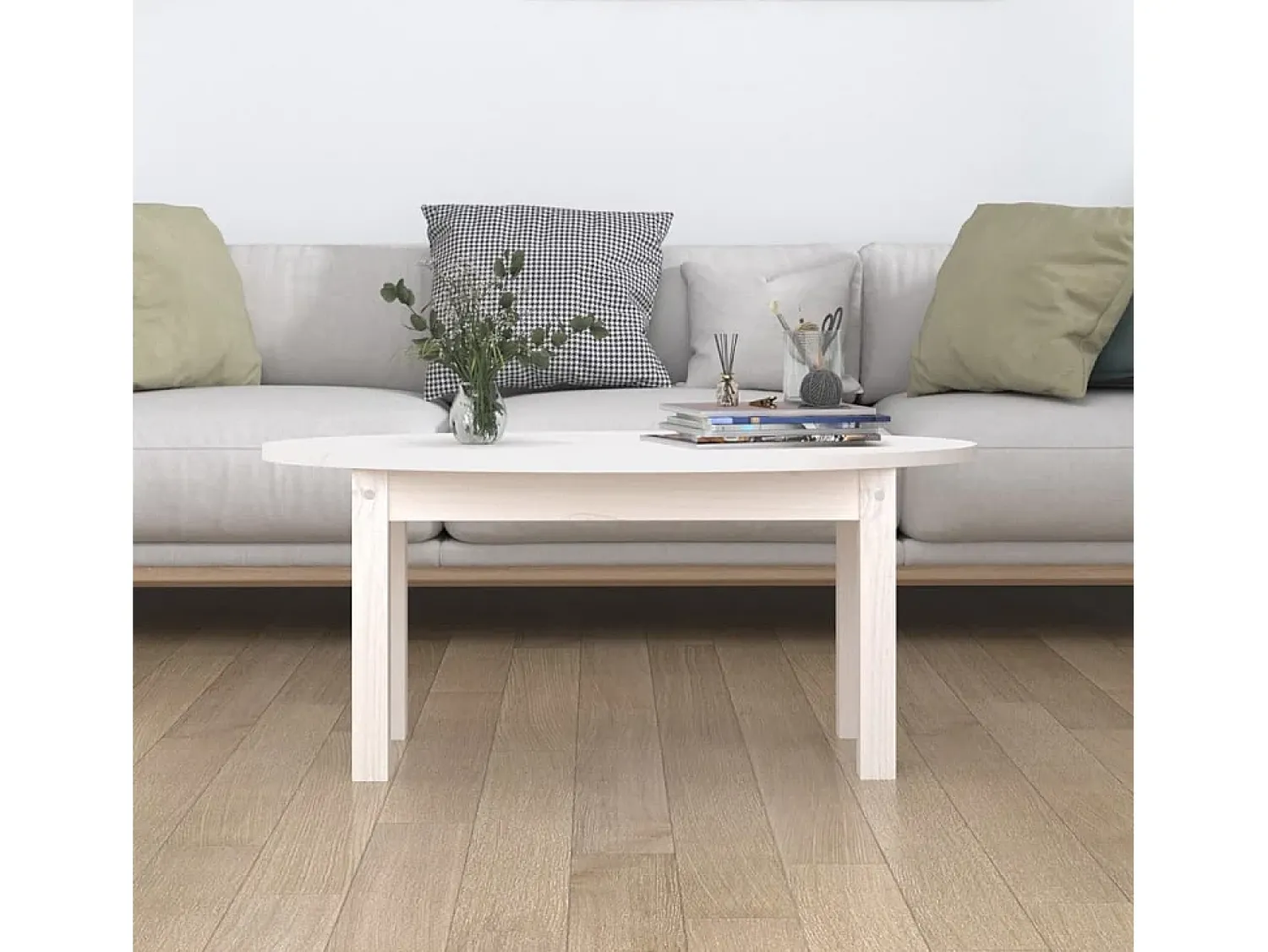 Mesa De Centro* Mesa de centro 80x40x35 cm madeira de pinho maciça PT690561 Branco