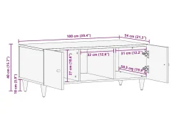 Discount vidaxl Mesa de centro 100x54x40 cm madeira de mangueira maciça Preto
