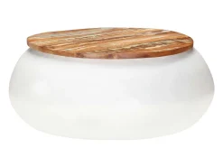 vidaxl Mesa de centro 68x68x30 cm madeira recuperada maciça branco^ Mesa De Centro