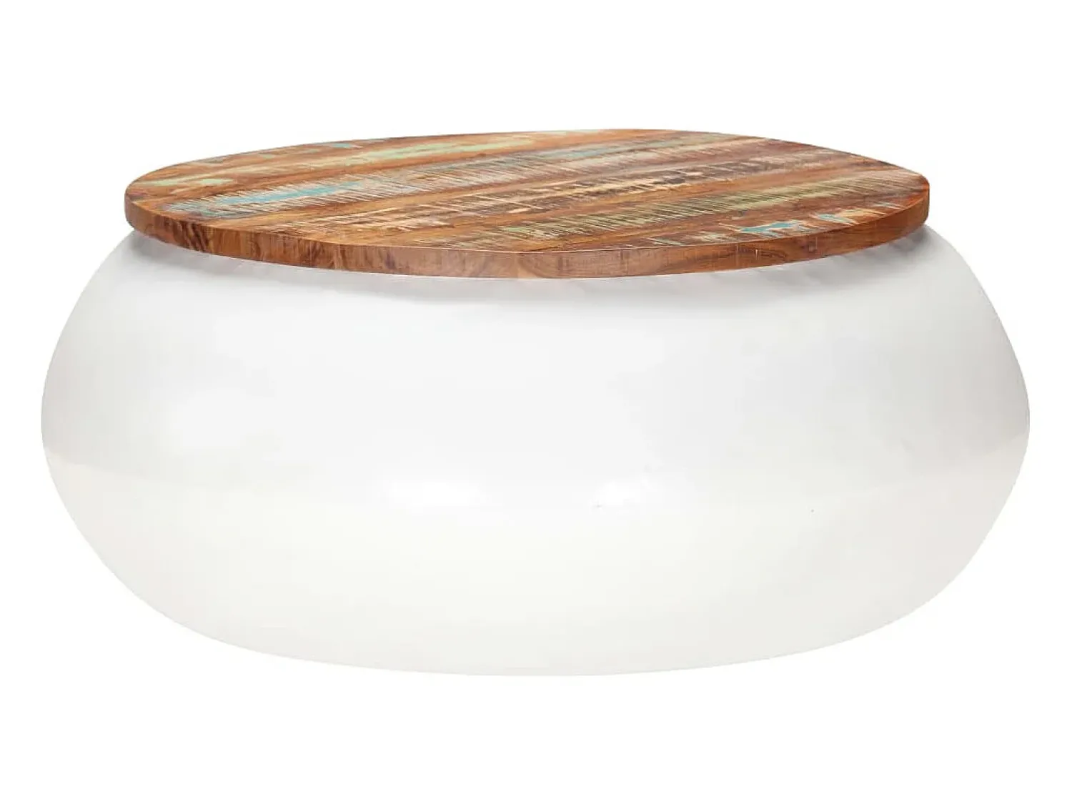 vidaxl Mesa de centro 68x68x30 cm madeira recuperada maciça branco^ Mesa De Centro