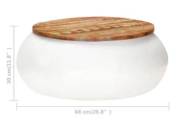 vidaxl Mesa de centro 68x68x30 cm madeira recuperada maciça branco^ Mesa De Centro