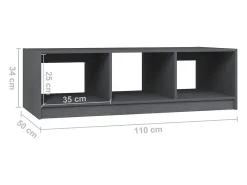 Discount vidaxl Mesa de centro 110x50x34 cm madeira de pinho maciça Cinzento