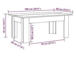 Mesa De Centro*vidaxl Mesa de centro 100x60x42 cm madeira processada carvalho fumado Natural claro