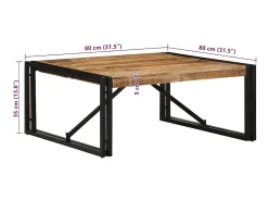 vidaxl Mesa de centro 80x80x35 cm madeira de mangueira áspera maciça^ Mesa De Centro